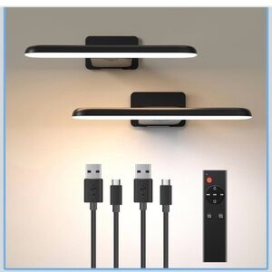 Wireless LED Wall Lights with Remote Control - Black